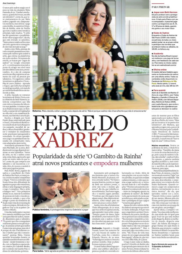 Oficina online de xadrez na BSP é dica de matéria em jornal - SP